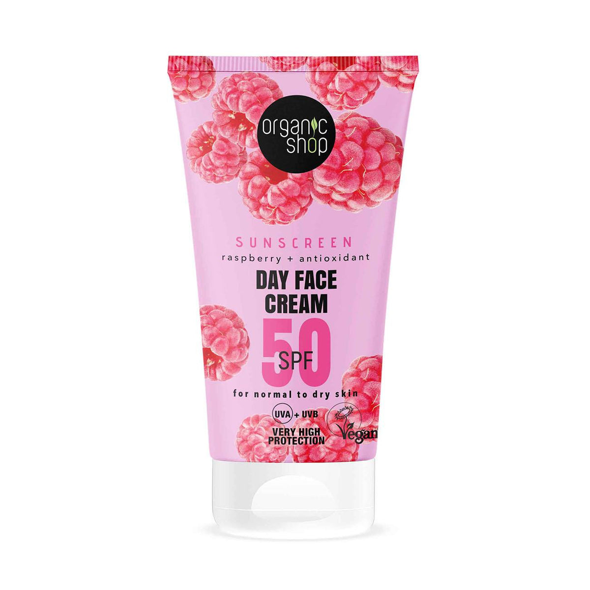Organic Shop SPF50 Sunscreen Day Face Cream Normal to Dry Skin 50ml