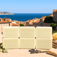 100% Natural Marseille Soaps in a group photo