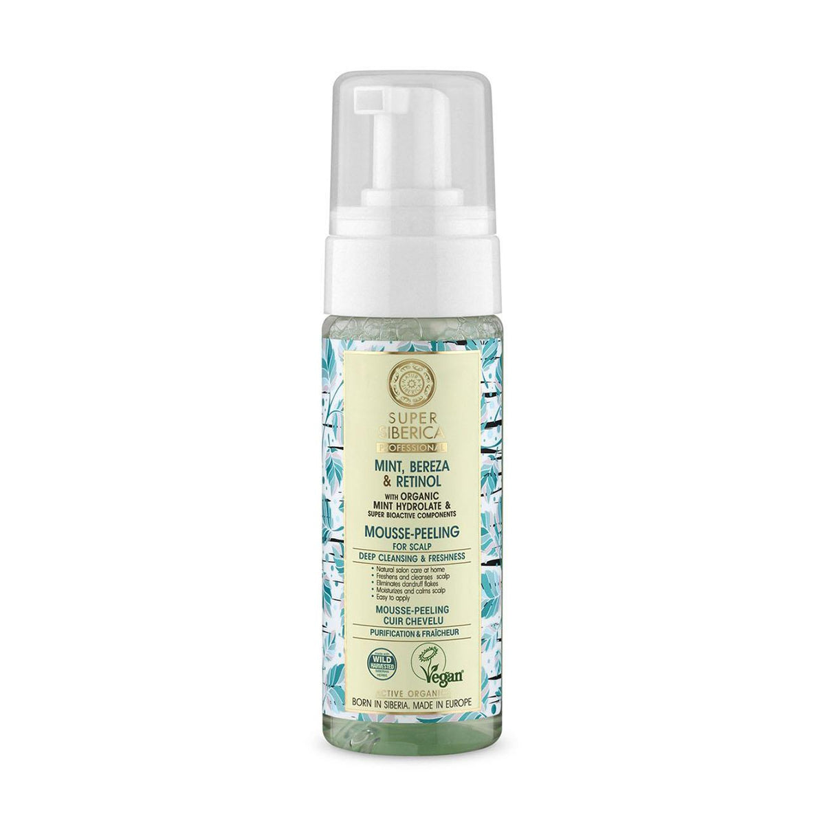 Super Siberica Mousse-peeling for scalp Mint bereza & retinol 170ml