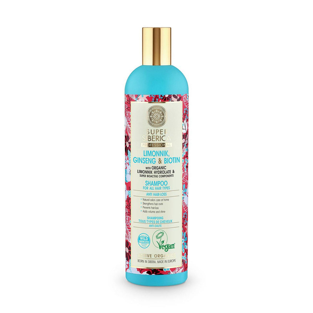 Super Siberica Shampoo All Hair Types Limonnik ginseng & biotin 400ml